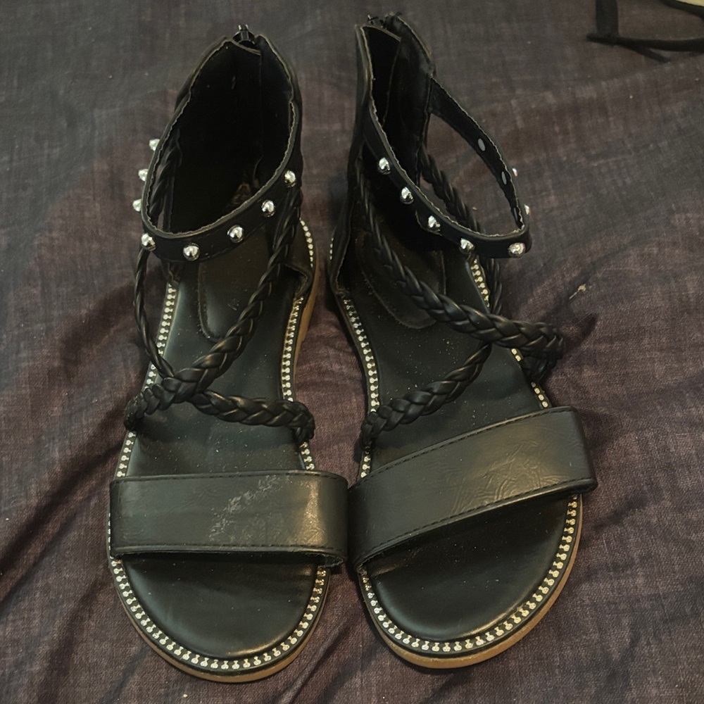 Black Studded Girls Sandals